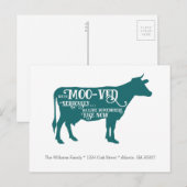 We zijn verhuisd | Grappige Koe ontroerende aankon Aankondigingskaart (Voorkant / Achterkant)