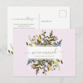 We zijn verhuisd Greenery Floral Script Aankondigi Briefkaart (Voorkant / Achterkant)