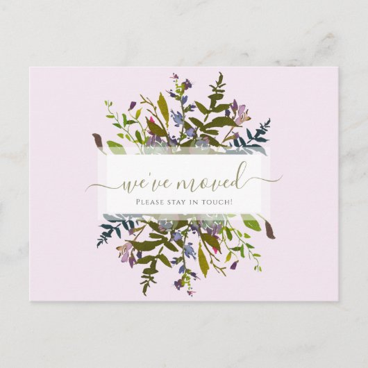We zijn verhuisd Greenery Floral Script Aankondigi Briefkaart (Voorkant)