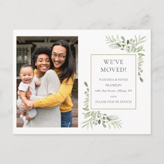 We Zijn Verhuisd Groene Verhuizing Adreswijziging  Aankondigingskaart (Voorkant)