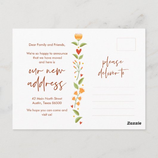 We zijn verhuisd, Herfst Nieuwe Thuis Aankondiging Briefkaart (Achterkant)