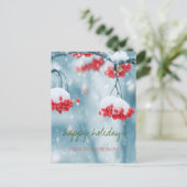 We zijn verhuisd, Holly Berries Snow Holiday Aankondigingskaart (Staand voorkant)