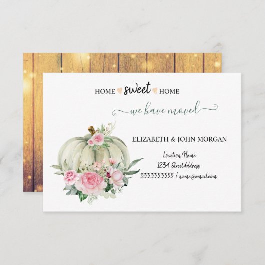 We zijn verhuisd, hout, pompoen, Rozen (Voorkant / Achterkant)