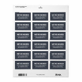 We zijn verhuisd Houtskool Donkerblauw Nieuw Adres Etiket (Full Sheet)