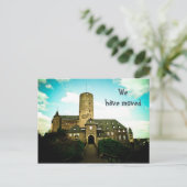 We zijn verhuisd - kasteel motief kaarten (Staand voorkant)