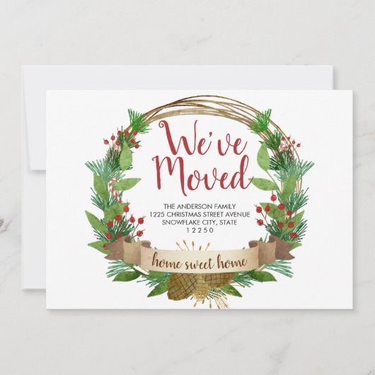 We zijn verhuisd kerst eikel krans verhuizen aankondiging (Voorkant)