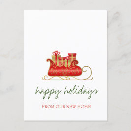 We zijn verhuisd,Kerst slee Kerstmis  Aankondigingskaart