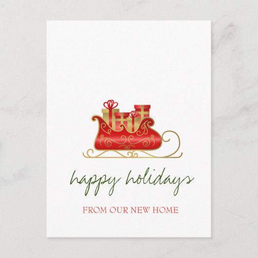 We zijn verhuisd,Kerst slee Kerstmis  Aankondigingskaart (Voorkant)