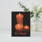 We zijn verhuisd. Kerst van kaarsen Briefkaart (Staand voorkant)