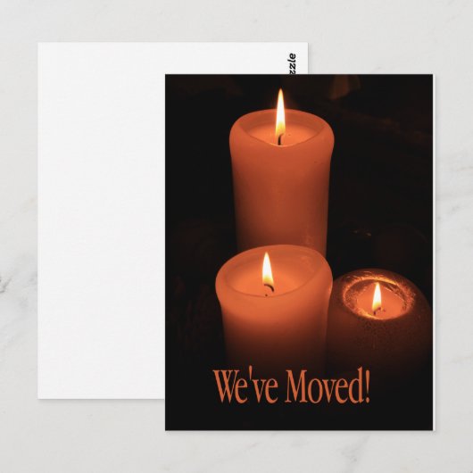 We zijn verhuisd. Kerst van kaarsen Briefkaart (Voorkant / Achterkant)