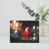 We zijn verhuisd. Kerst van kaarsen Briefkaart (Staand voorkant)