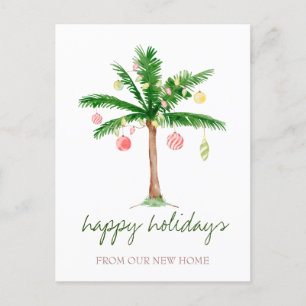We zijn verhuisd, kerstballen palm aankondigingskaart