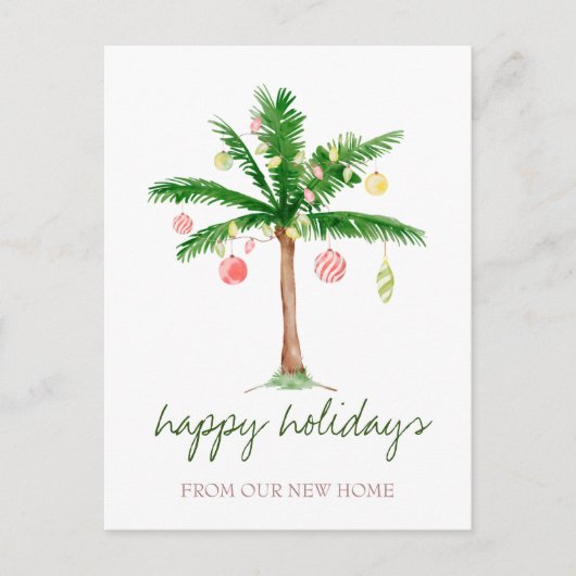 We zijn verhuisd, kerstballen palm aankondigingskaart (Voorkant)