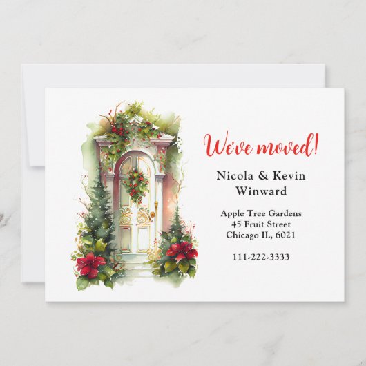 We zijn verhuisd kerstbessen deur aankondiging (Voorkant)