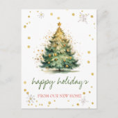 We zijn verhuisd, kerstboom goud aankondigingskaart (Voorkant)