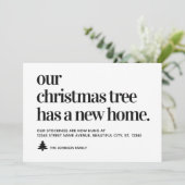 We zijn verhuisd Kerstboom heeft een nieuw huis ve Aankondiging (Staand voorkant)