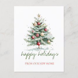 We zijn verhuisd, kerstboom rode ballen aankondigingskaart