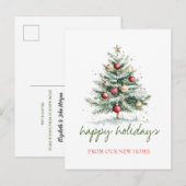 We zijn verhuisd, kerstboom rode ballen aankondigingskaart (Voorkant / Achterkant)