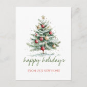 We zijn verhuisd, kerstboom rode ballen aankondigingskaart (Voorkant)