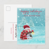 We zijn verhuisd, kerstboom, Snowman Holiday Aankondigingskaart (Voorkant / Achterkant)