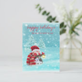 We zijn verhuisd, kerstboom, Snowman Holiday Aankondigingskaart (Staand voorkant)