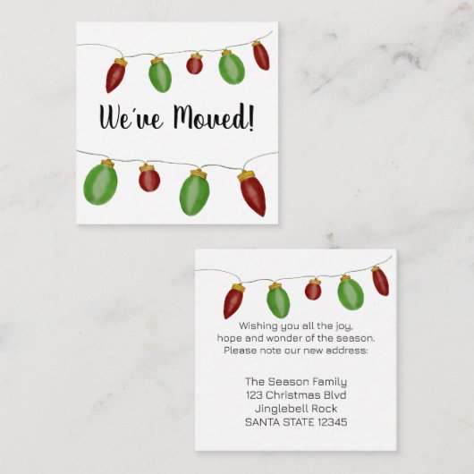 We zijn verhuisd  Kerstboom Verlichtingsbehuizing  Informatiekaartje (Voorkant / Achterkant)