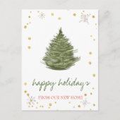 We zijn verhuisd, kerstboomschilfers aankondigingskaart (Voorkant)