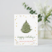 We zijn verhuisd, kerstboomschilfers aankondigingskaart (Staand voorkant)