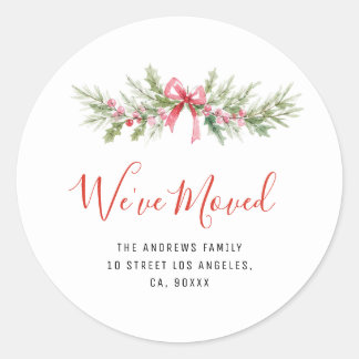 We zijn verhuisd kerstvakantie bloemendek nieuw ad ronde sticker