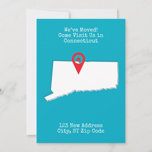 We zijn verhuisd! Kom ons bezoeken in Connecticut Aankondiging (Voorkant)