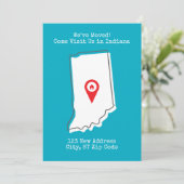 We zijn verhuisd! Kom ons bezoeken in Indiana Aankondiging (Staand voorkant)