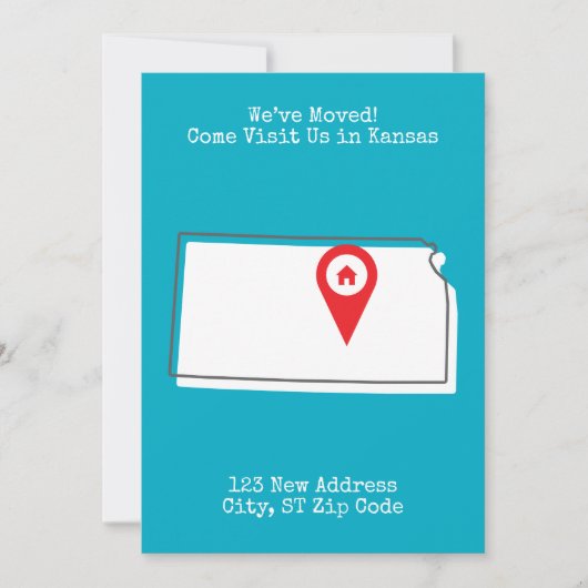We zijn verhuisd! Kom ons bezoeken in Kansas Aankondiging (Voorkant)