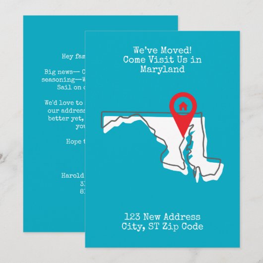 We zijn verhuisd! Kom ons bezoeken in Maryland Aankondiging (Voorkant / Achterkant)