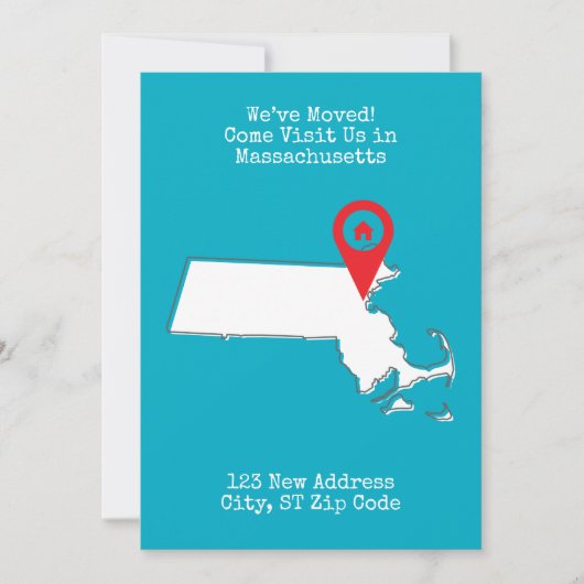 We zijn verhuisd! Kom ons bezoeken in Massachusett Aankondiging (Voorkant)