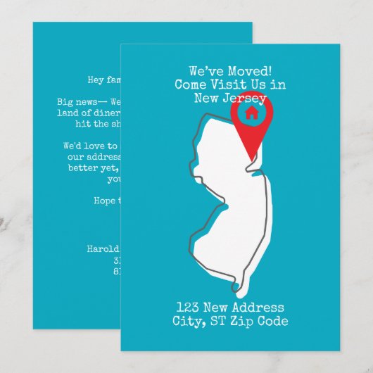 We zijn verhuisd! Kom ons bezoeken in New Jersey Aankondiging (Voorkant / Achterkant)