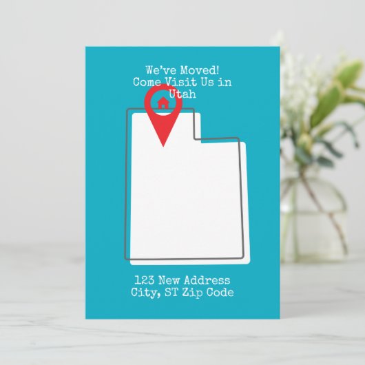 We zijn verhuisd! Kom ons bezoeken in Utah Aankondiging (Staand voorkant)