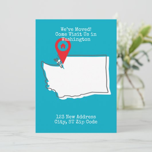 We zijn verhuisd! Kom ons bezoeken in Washington Aankondiging (Staand voorkant)