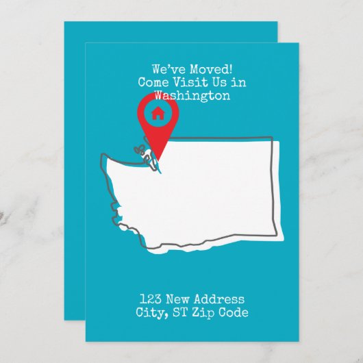 We zijn verhuisd! Kom ons bezoeken in Washington Aankondiging (Voorkant / Achterkant)