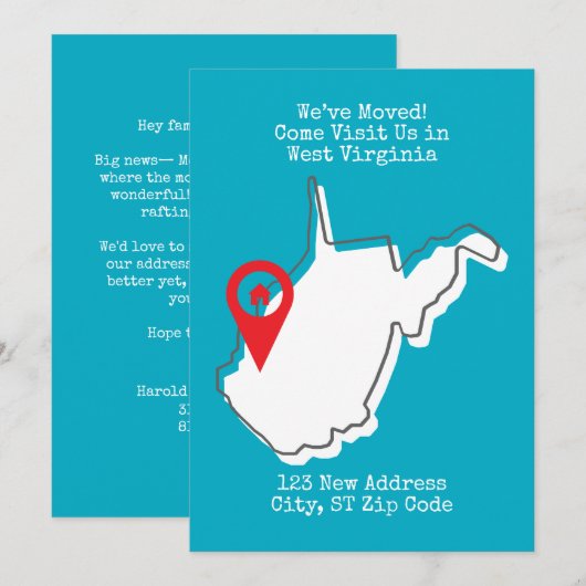 We zijn verhuisd! Kom ons bezoeken in West Virgini Aankondiging (Voorkant / Achterkant)