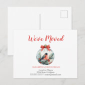 We zijn verhuisd, kondigde Red Cardinal Bird Ball  Aankondigingskaart (Voorkant / Achterkant)