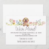 We zijn verhuisd. Labrador Puppy Floral Moving Aankondiging (Voorkant / Achterkant)