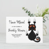 We zijn verhuisd | Leuke zwarte kat Kaart (Staand voorkant)