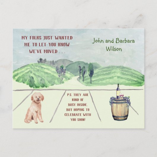 WE ZIJN VERHUISD LOLLE FAMILIEHOND KONDIGT VERHUIS AANKONDIGINGSKAART (Voorkant)