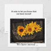 We zijn verhuisd met zonnebloemen Nieuw adres Aankondigingskaart (Voorkant / Achterkant)