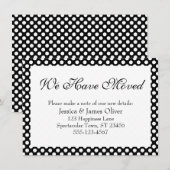 We zijn verhuisd met zwart-witte polka stippen informatiekaartje (Voorkant / Achterkant)