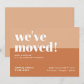 We zijn verhuisd. Minimaal Oranje- en peach-standa Aankondiging (Voorkant / Achterkant)