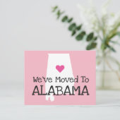 We zijn verhuisd naar Alabama Pink Heart Briefkaart (Staand voorkant)