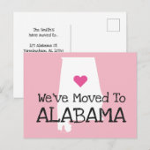 We zijn verhuisd naar Alabama Pink Heart Briefkaart (Voorkant / Achterkant)