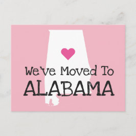 We zijn verhuisd naar Alabama Pink Heart Briefkaart