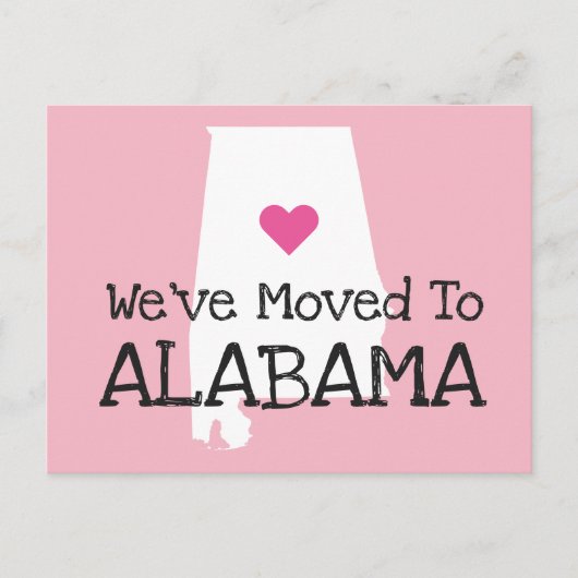 We zijn verhuisd naar Alabama Pink Heart Briefkaart (Voorkant)
